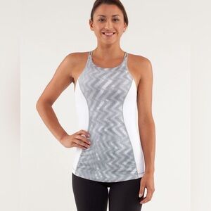 Lululemon Virtuous Tank in Fossil/White Workout Top